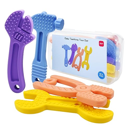 Mordedores de silicona para bebés, mordedores congeladores para bebés, juguetes de dentición de silicona para bebés, juguetes masticables para