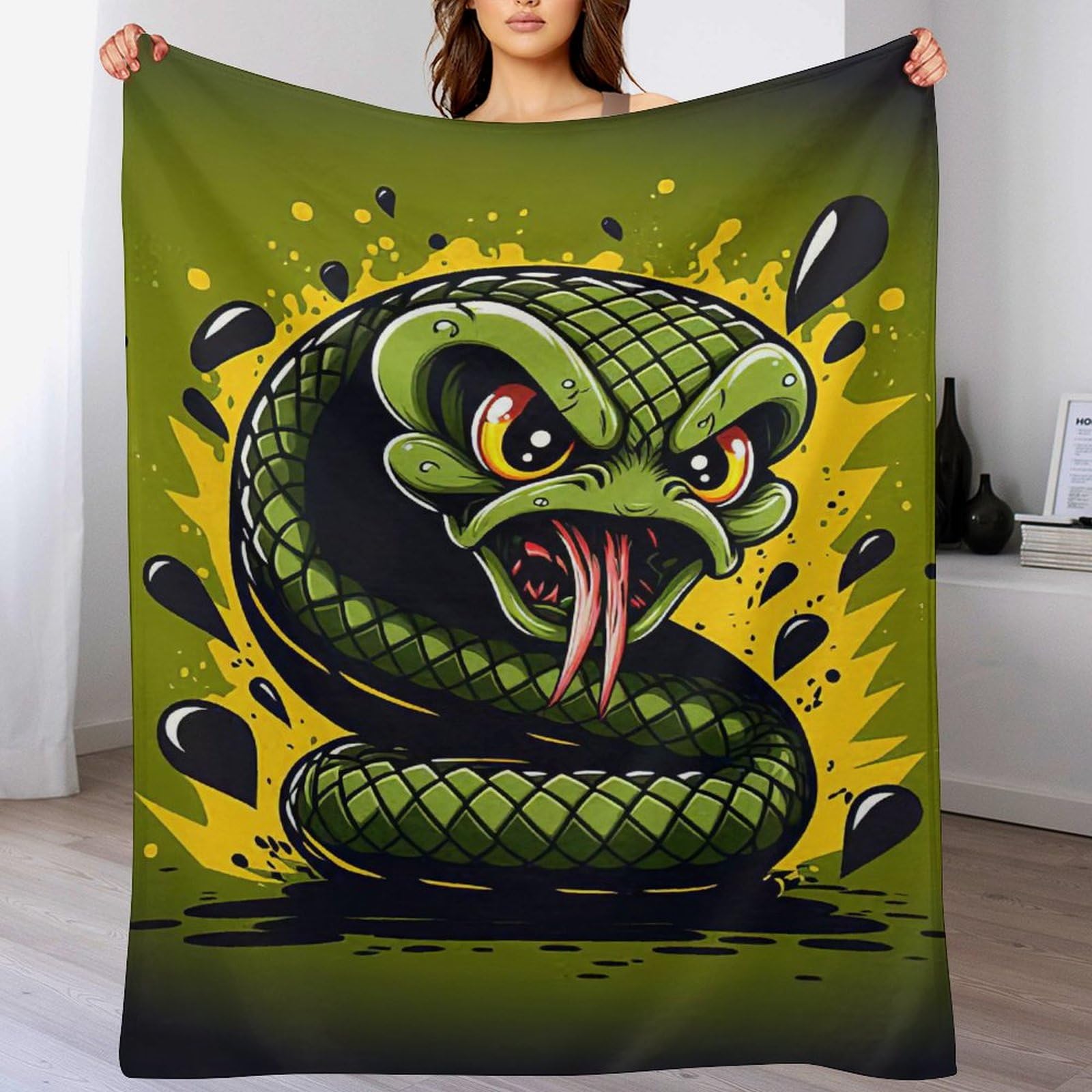 Couverture polaire douce serpent en flannel 100x130cm chaude pour canapé