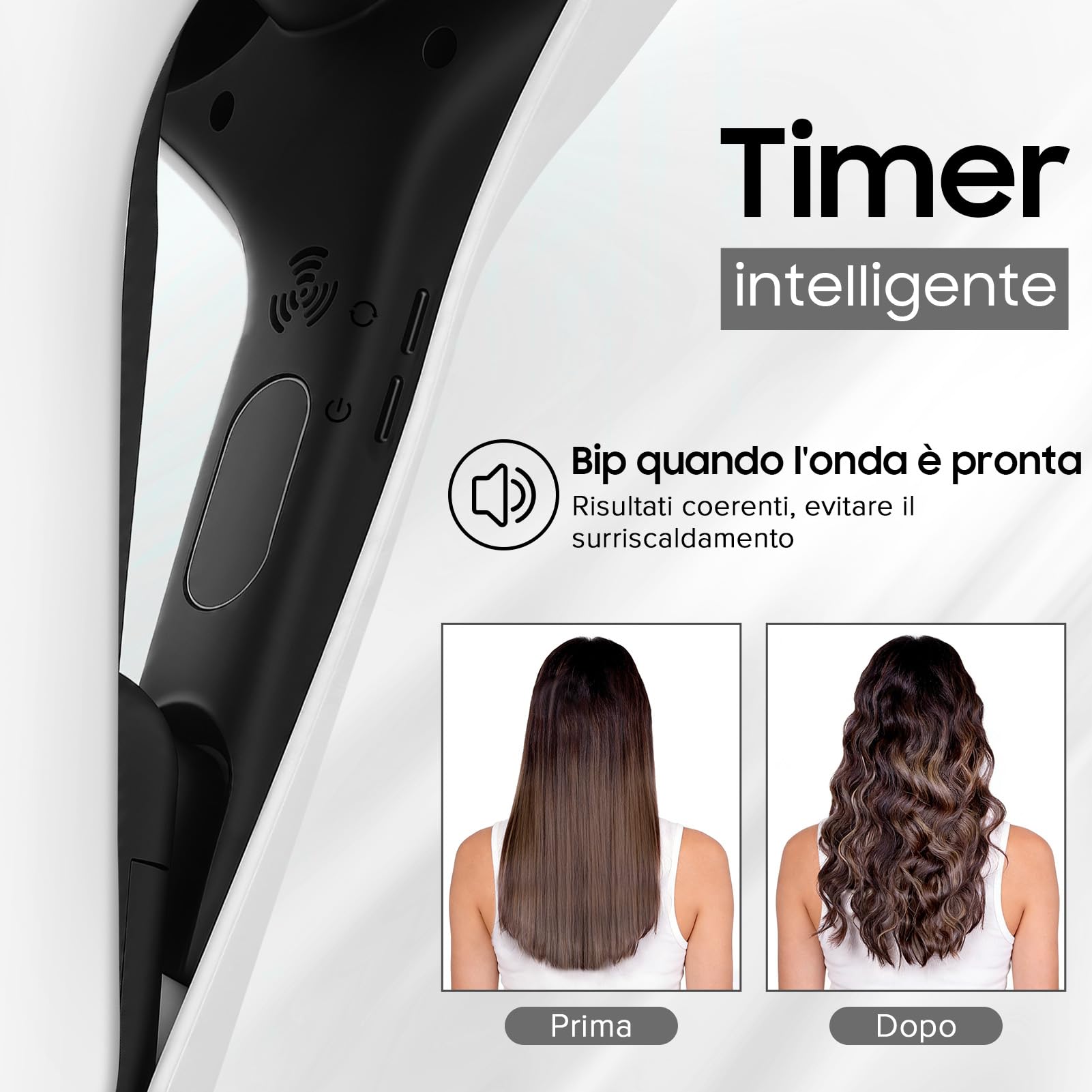 Arricciacapelli per Onde di Spiaggia a 3 Tubi con Ioni e Rivestimento Ceramico 32mm | Temperatura 160-200°C | Perfetto per Principianti | Stiracapelli per Ricci Definiti e Duraturi