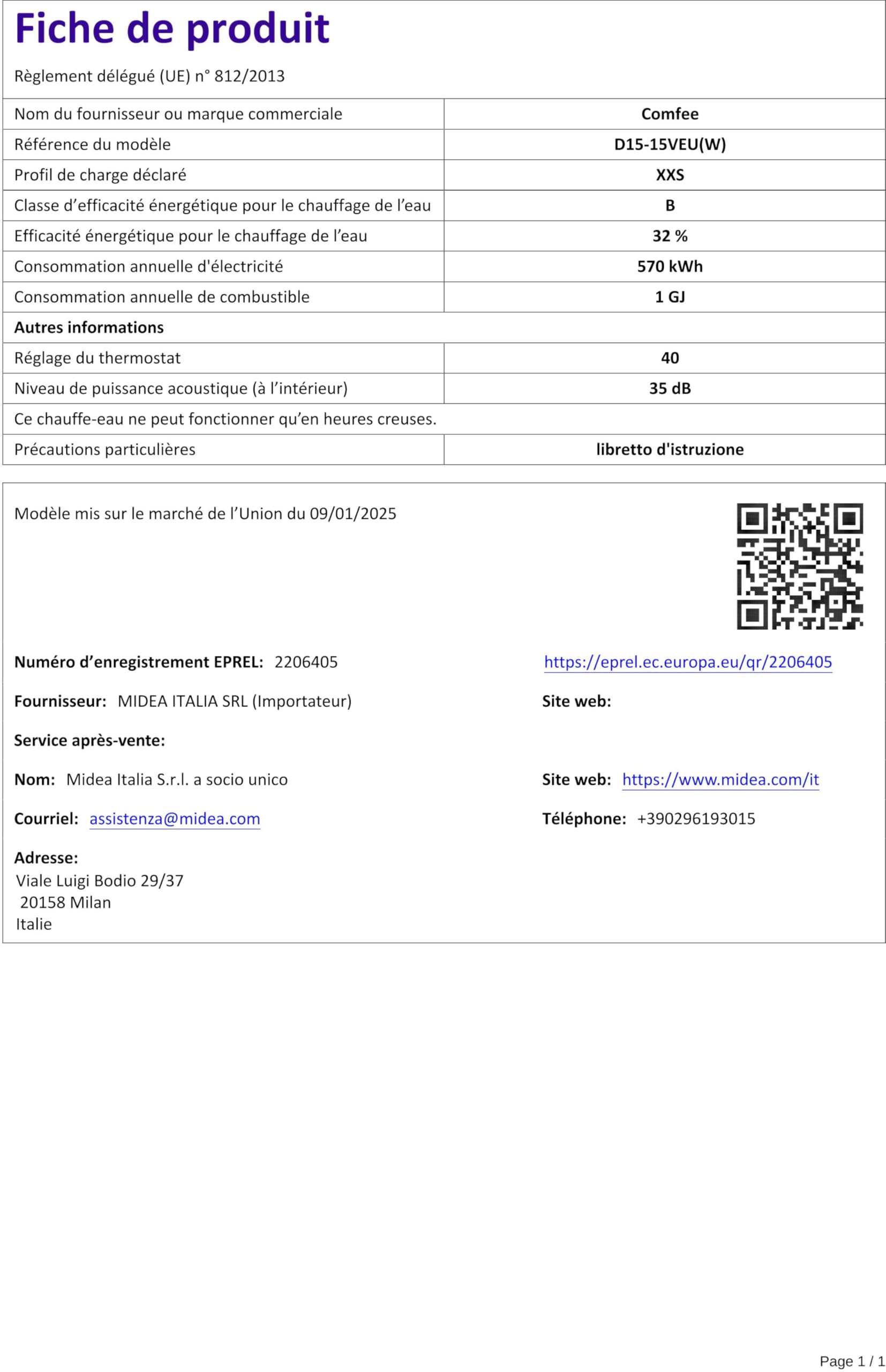 COMFEE' Scaldabagno Elettrico D15-15Veu Sottolavello Con Vano Contenitore Leggero, Compatto, Facile Da Installare Ideale Per Piccole Utenze Classe Di Efficienza Energetica B, Bianco, 15 Litri