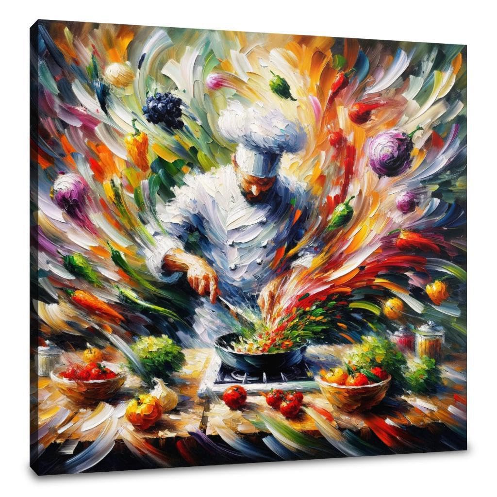 Home Art Haven Multicolour Culinary Vibrance Canvas Wall Art For Kitchen, Print Picture Painting For Home Office Wall Artwork Decor Ready To Hang 60 X 60 Cm