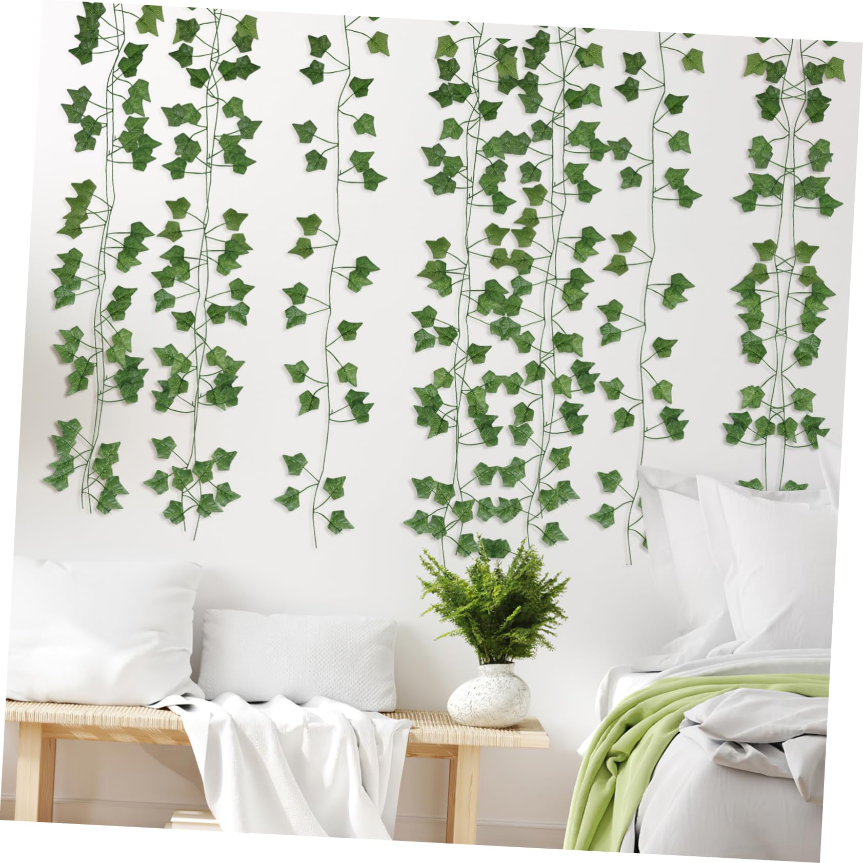 Mobestech Ghirlanda di Foglie Verdi Decorative, 4 Pezzi in Tessuto