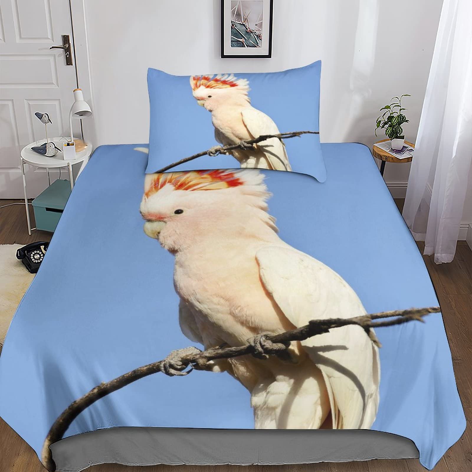Housse de couette perroquet 135x200cm pour lit une personne avec fermeture éclair
