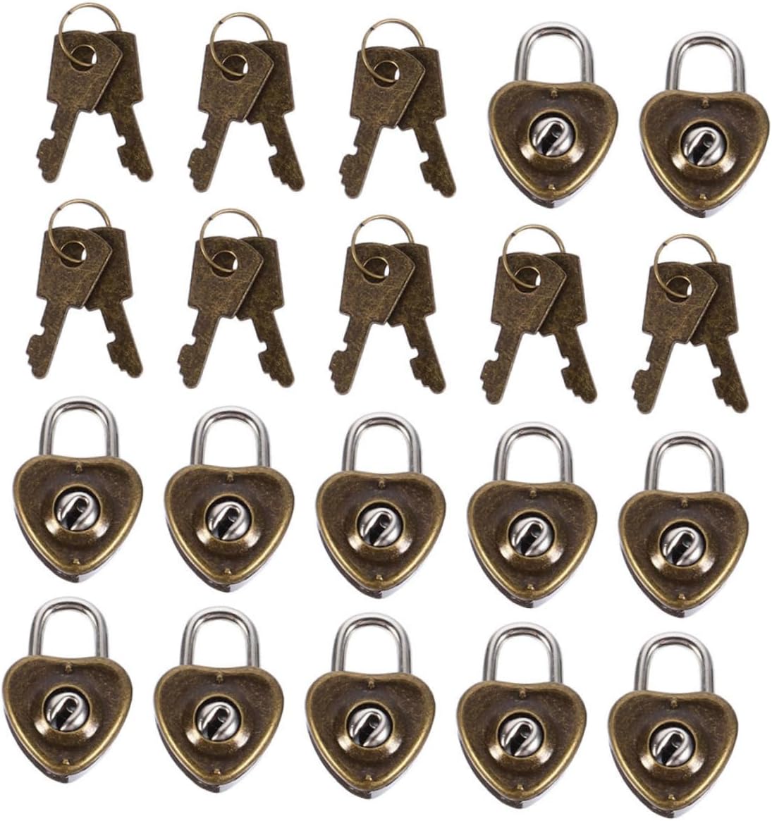 Gadpiparty 300pcs Retro Heart Lock Padlock Key Lock Key Heart Padlock for Luggage Diary