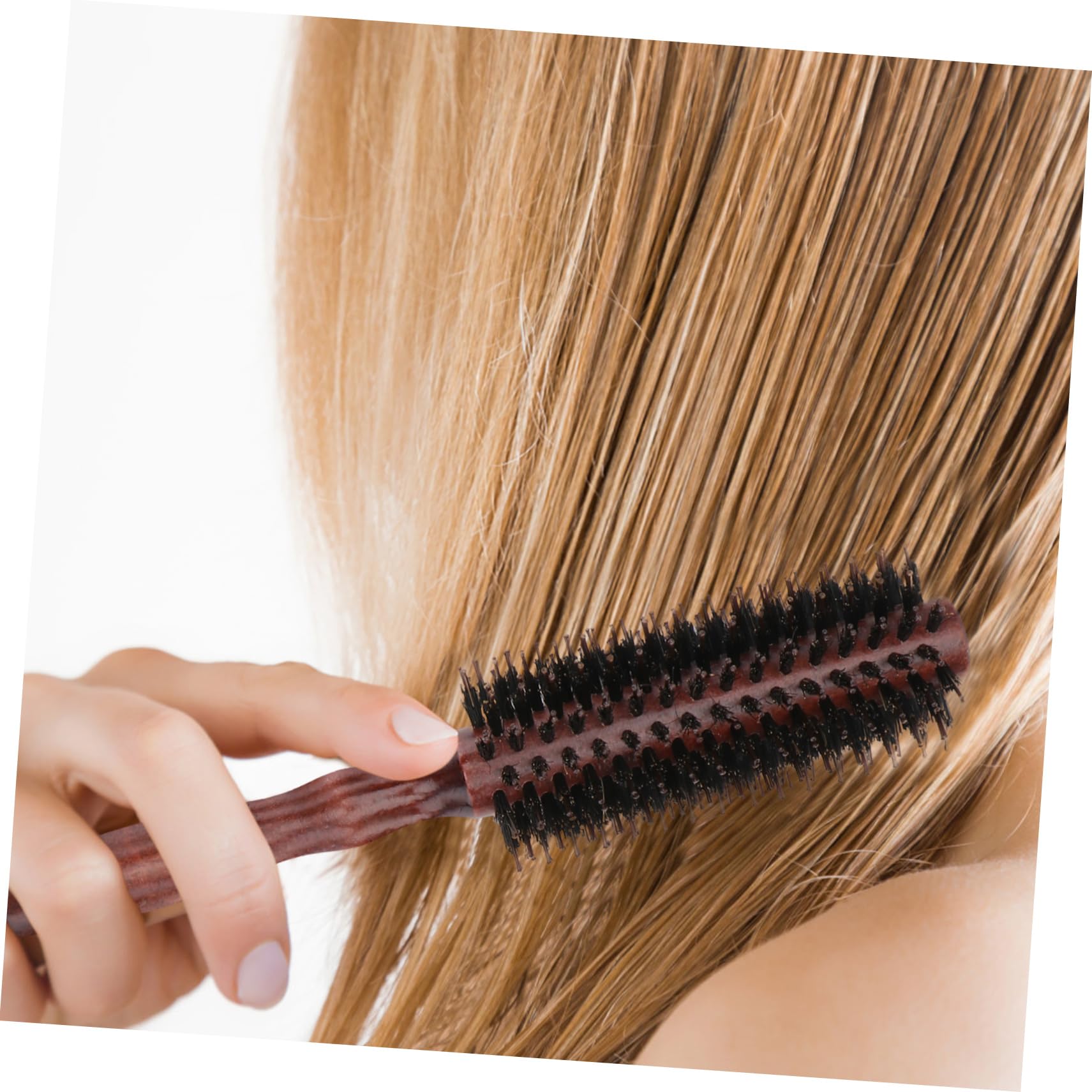 Rundkämme Braune 2 Stück mit Wildschweinborsten Ergonomischer Griff zum Stylen und Trocknen von Haaren Naturhaarbürste für Damen