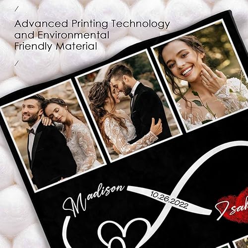 Miniatura 4 de InterestPrint Manta de fotos personalizada para pareja, novio, novia, manta personalizada de 6 fotos, manta personalizada de aniversario y boda para