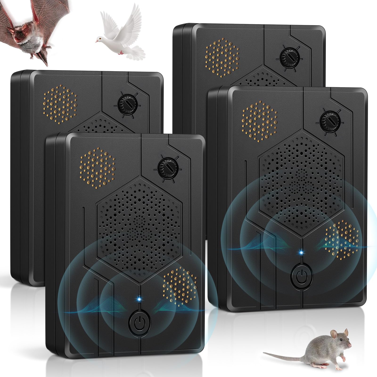 Photo 1 of 2026 Ultrasonic Bird Repellent Devices Woodpecker Repellent Outdoor for Attic Pigeon Deterrent Goose Repellent Rechargeable Bats Repellent Indoor to Keep Birds Away from Porch Balconies 4 Pack