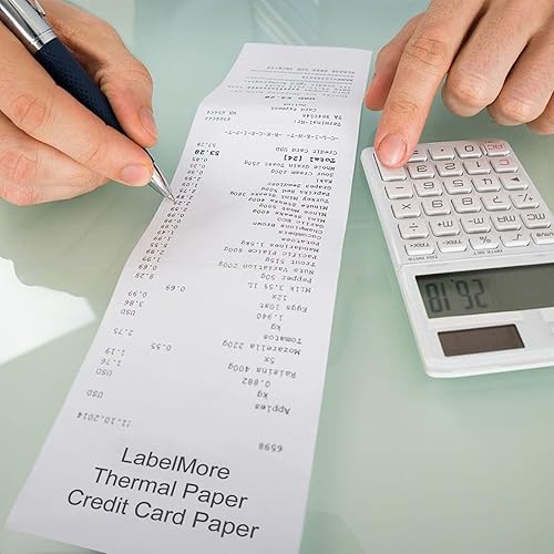 Miniatura 7 de (150 rollos) Rollos de papel térmico de 2 14 pulgadas x 50 pies, rollos de papel térmico para tarjetas de crédito, rollo de caja registradora, papel