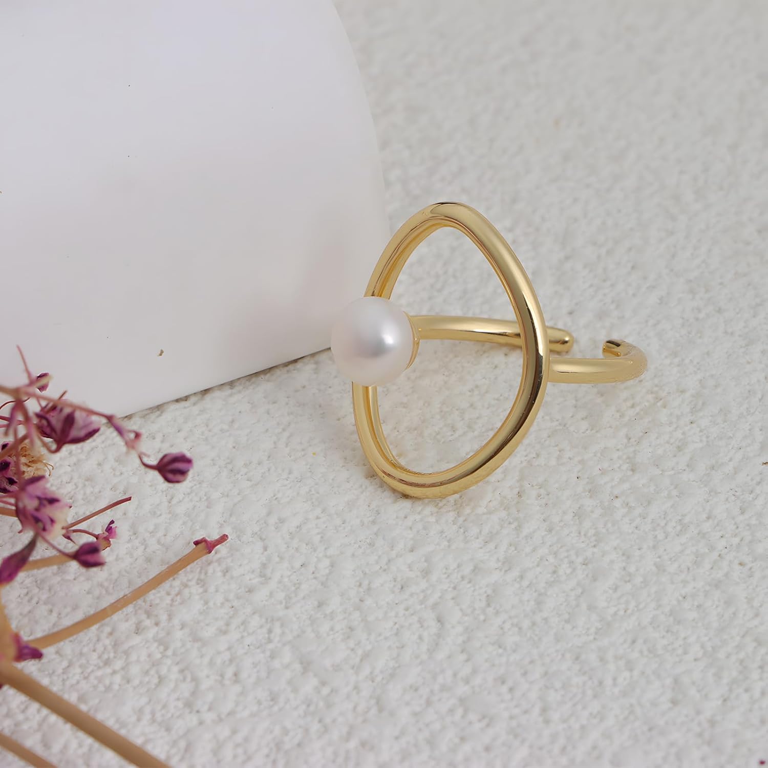 18K Gold Plated Circle Ring for Women Open Gold Round Circle Rings Adjustable Oval Round Open Ring Wedding Jewelry - Image 9