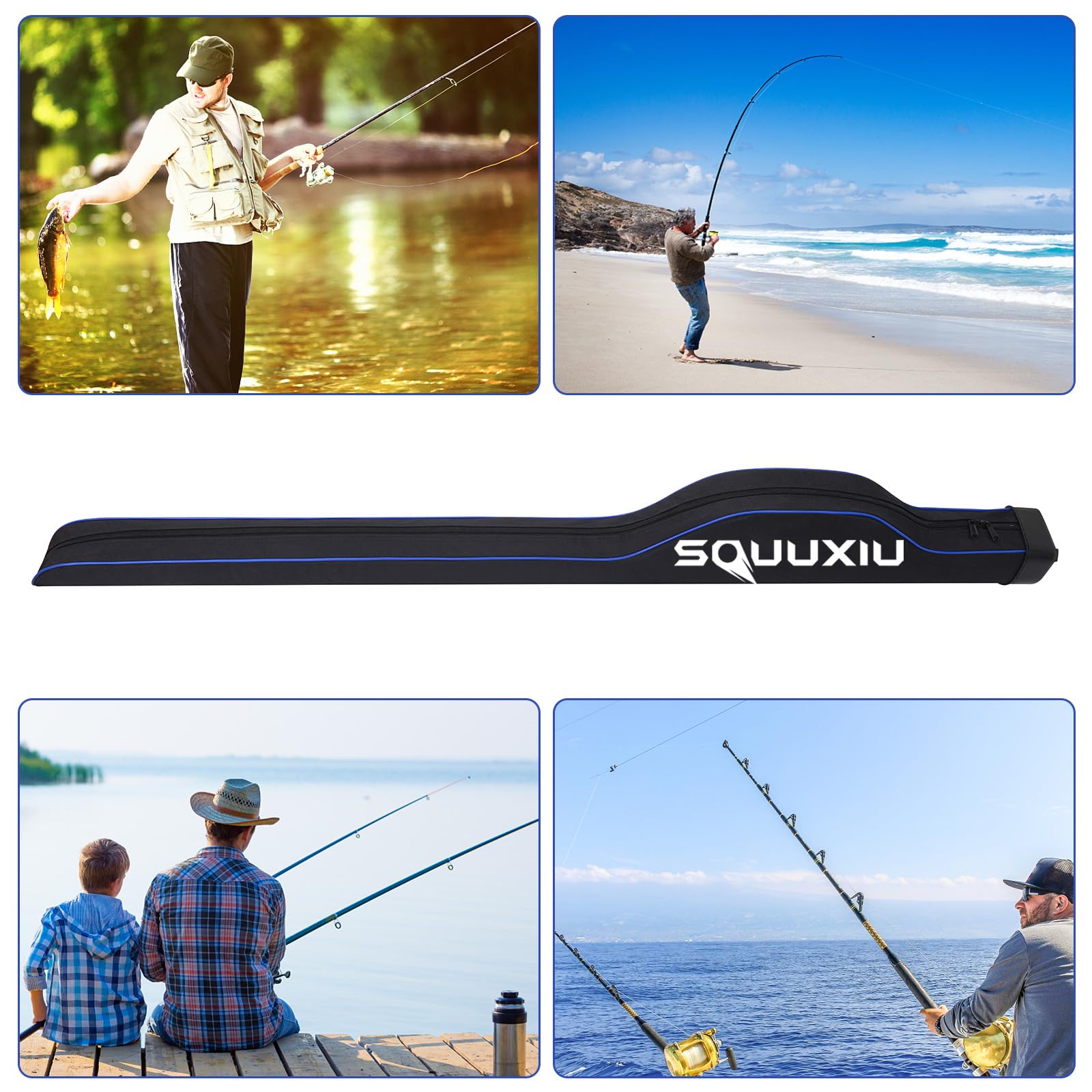 Torba na wędki, wodoszczelna torba na wędki, 1,3 m/1,5 m, twarda obudowa