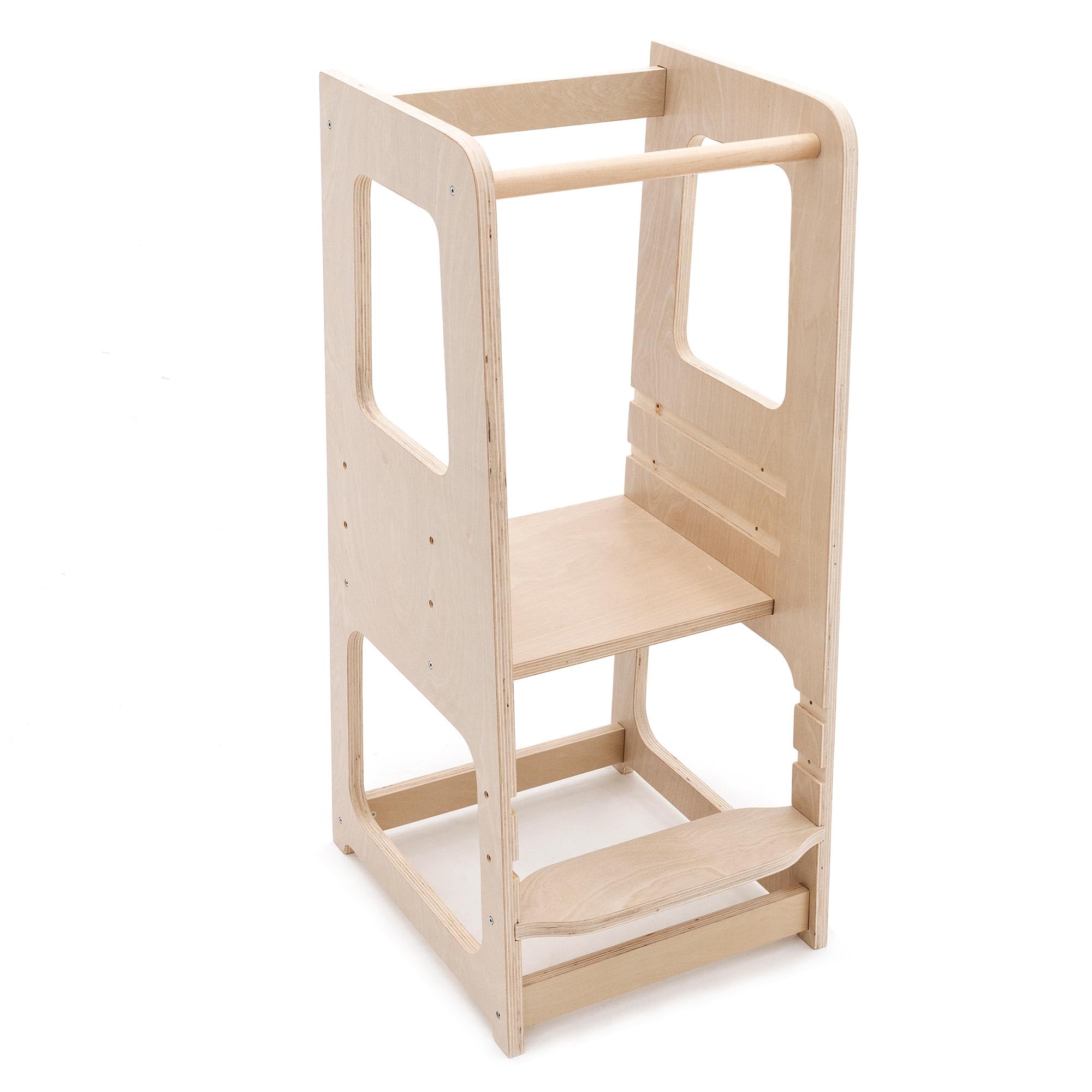 TORRE DE APRENDIZAJE MONTESSORI DE ECO MADERA "EVOLUTIVE" CON ALTURA AJUSTABLE Y BARRA DE SEGURIDAD 40 X 44 X 90 CM Cuidado personal y salud