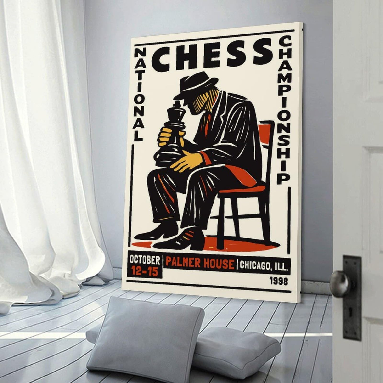 Junmoney Wall Picture Print National Chess Championship 1998, 24x36inch(60x90cm), for Living Room, Lounge Or Sitting Room, Modern Wall Decor for Cosy Interiors
