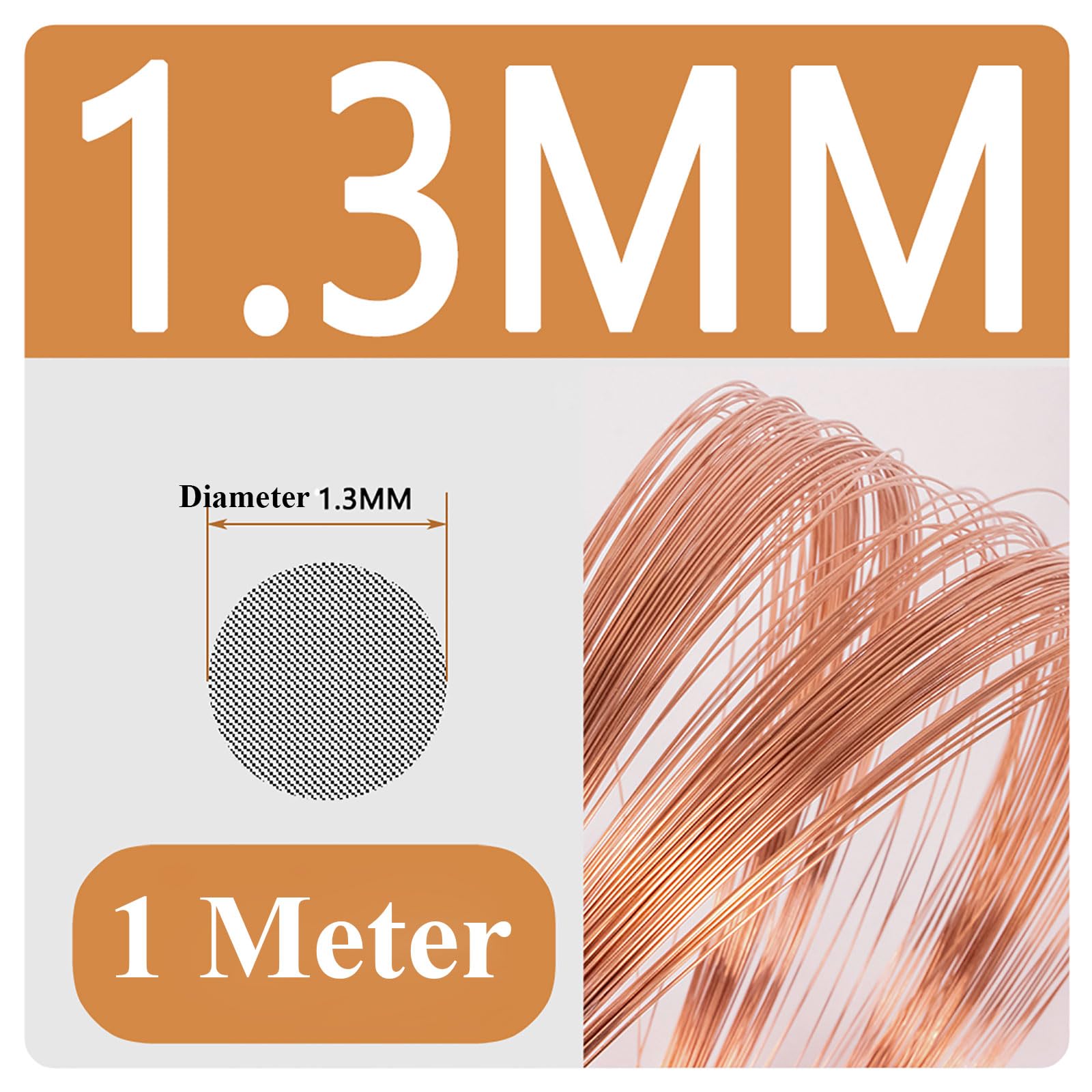 COYOUCO Soft Copper Wire, 1.3/1.6Mm Diameter, 1M Length, Bare Solid Copper Wire for Crafting, Jewelry, Electrical, Industry,1.3mm*1m