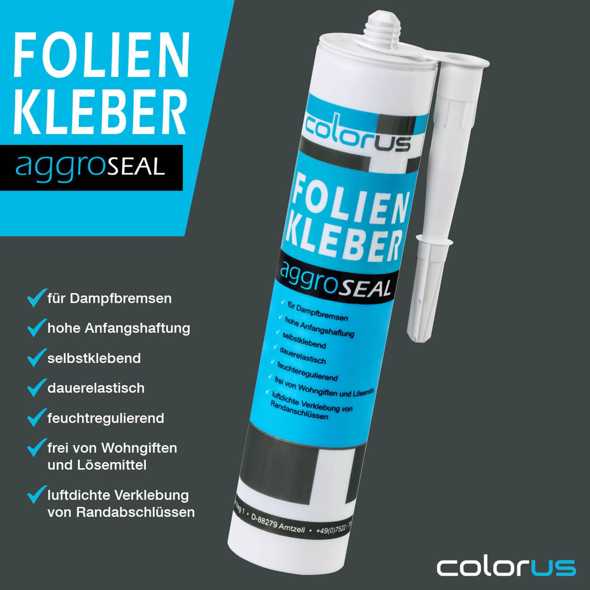 Colorus Profi Folienkleber 310 ml - 10x Dampfsperre & Dampfbremse AggroSeal Anschlusskleber – DIN 4108-7 konform – Extrem starke Haftung für Folie, Holz & Mauerwerk
