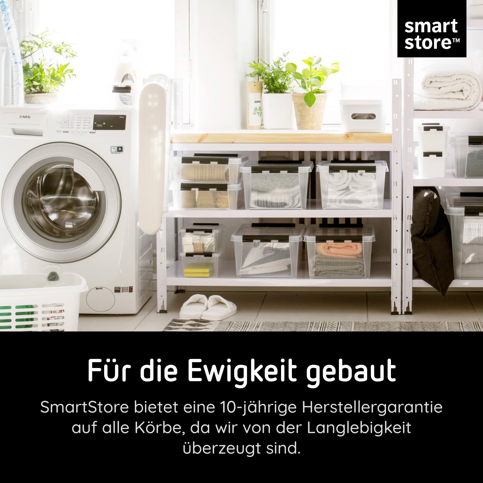 SmartStore klare Kunststoffboxen mit Deckel, 14 Liter, 6er-Pack, verstärkt, lebensmittelecht, Clip-Verschluss, stapelbar und verschachtelbar, BPA-frei, L x B x H: 40 x 30 x 18 cm