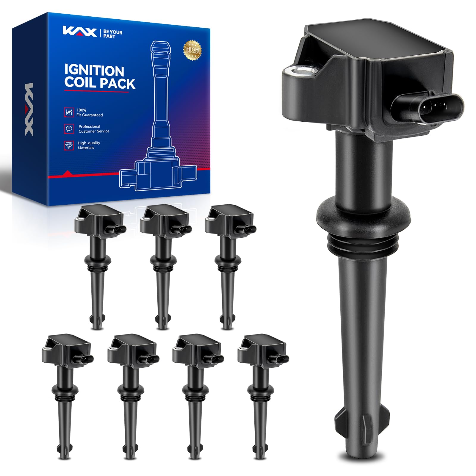 KAX Pack of 8 UF618 Ignition Coil Set for Land Rover Range Rover Sport 2010-2013, LR4 2010-2013, Range Rover 2010-2012, Jaguar XF 2011-2012, 2010 5.0L, XJ 2010-2012, UF618