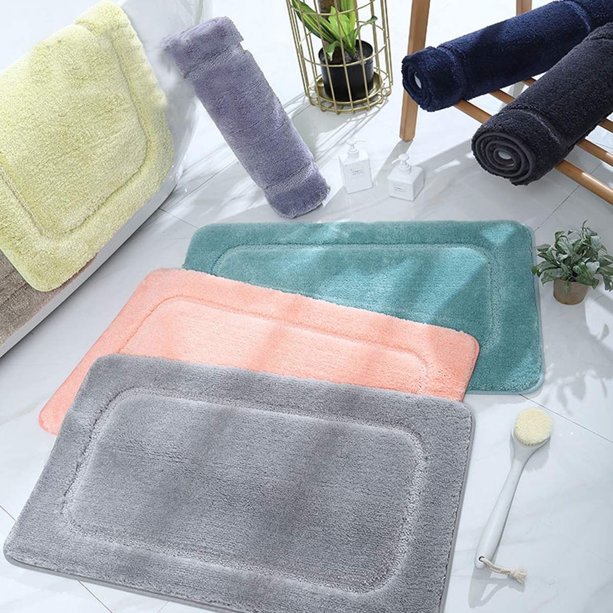 Tapis de bain de luxe de qualité supérieure, 60 x 90 cm, doux, épais, absorbant, lavable en machine et séchage, tapis en peluche pour salle de bain, douche, jacuzzi, spa, jaune citron