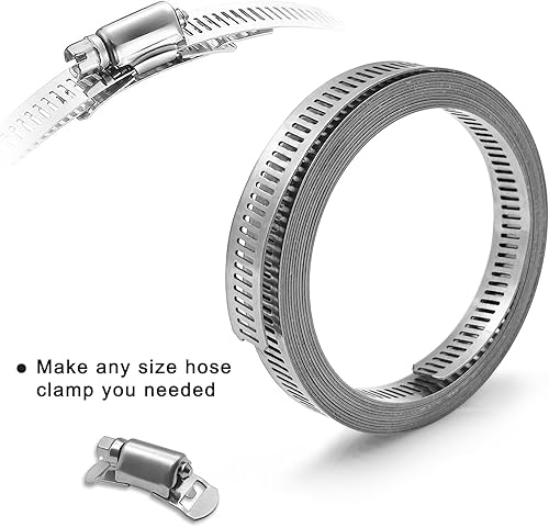 Miniatura 3 de Abrazaderas de manguera de engranaje helicoidal de acero inoxidable 304 de 9.85 pies, abrazaderas de manguera de tubo ajustables cortadas a medida +