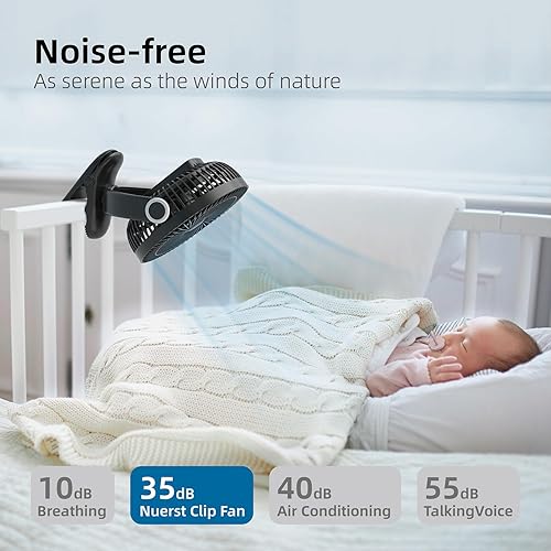 Miniatura 4 de Ventilador portátil recargable de 10000 mAh, 30 horas, ventilador de clip de 8 pulgadas, ventiladores USB, 4 velocidades, fuerte flujo de aire,