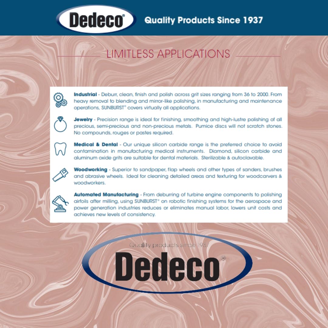 Dedeco Sunburst Radial Bristle Discs 48-Pack - 1" Curved - Brown 36 Grit (Ultra-Coarse) - Aluminum Oxide for Polishing & Finishing
