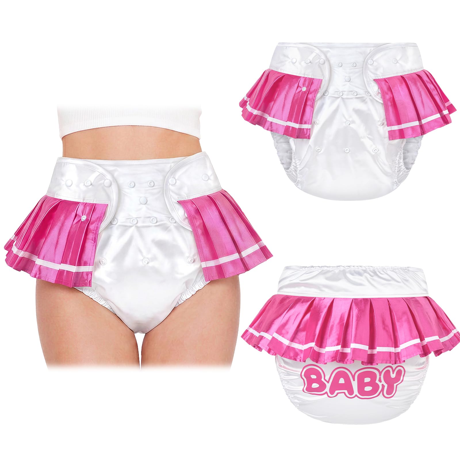 LittleForBig Waschbarer Verstellbarer Wiederverwendbarer Wasserdichter Stoffwindel Überhose Bezug für Erwachsene - Babywindel-Schulmädchen Magenta M