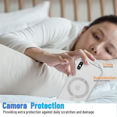 Miniatura 3 de Funda magnética para iPhone XiPhone Xs, borde galvanizado, parte trasera transparente, funda protectora delgada con protección de cámara, compatible