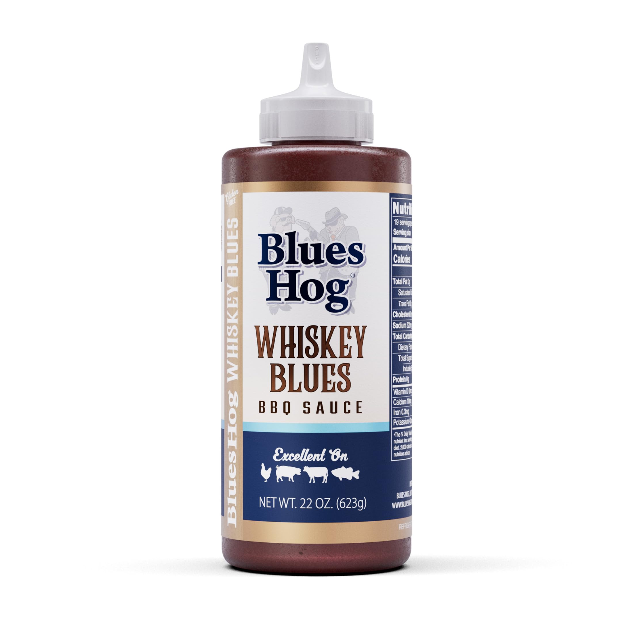 Blues Hog Whiskey Blues BBQ Sauce, Gourmet BBQ Sauce & Marinade, All-Natural, No High Fructose Corn Syrup, Gluten-Free, Made in the USA, 22 oz