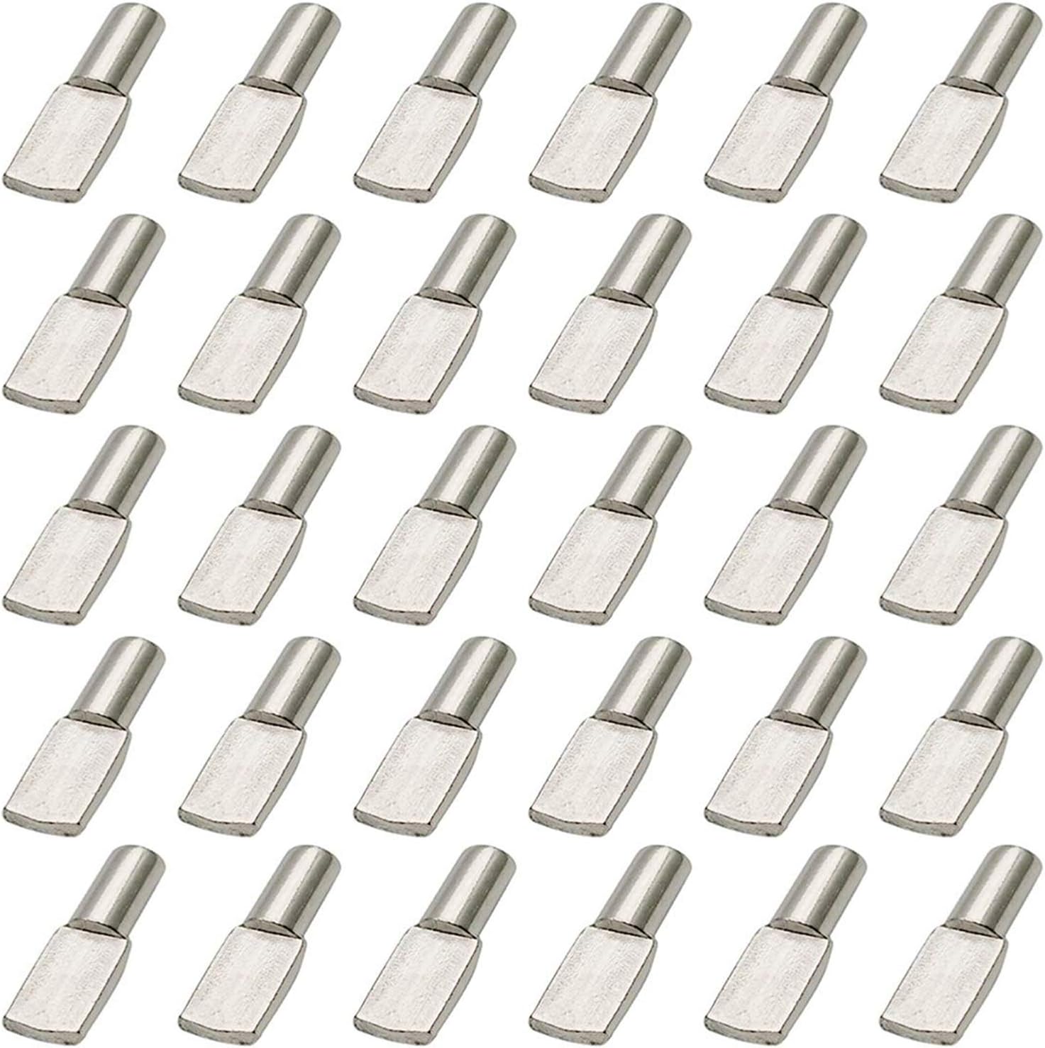 Nickel Plated 5mm Shelf Support Kit - 60Pcs Spoon Shape Cabinet Furniture Shelf Support Pegs Perfect for Cabinet & Entertainment Center Holes