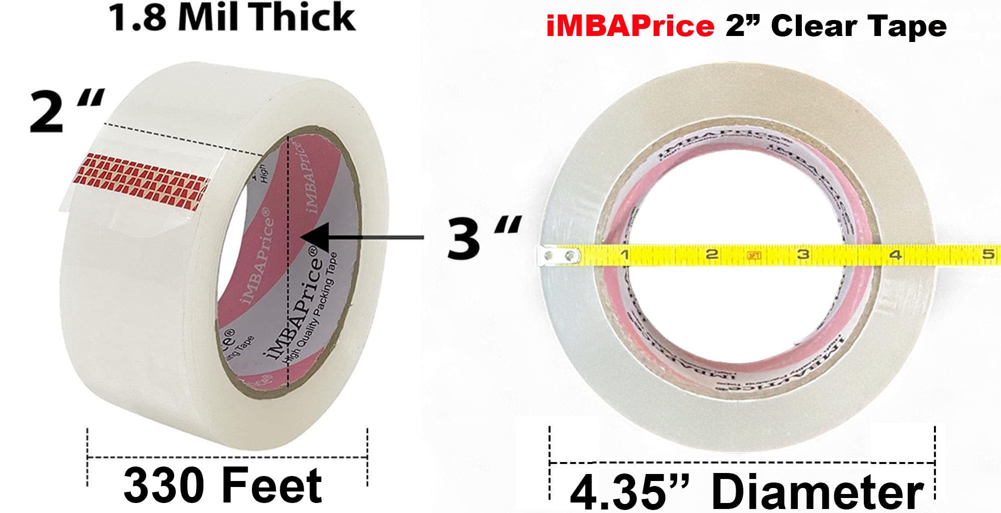 iMBAPrice Cinta selladora – 1 caja de Premium (36 rollos de 110 yardas) 36x330 pies de largo 2" de ancho ultra transparente