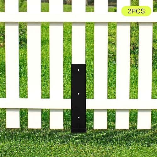 Miniatura 4 de CNCEST Kit de reparación de postes de valla negro, juego de reparación de postes de valla de acero, base de soporte para poste de cerca, en forma de