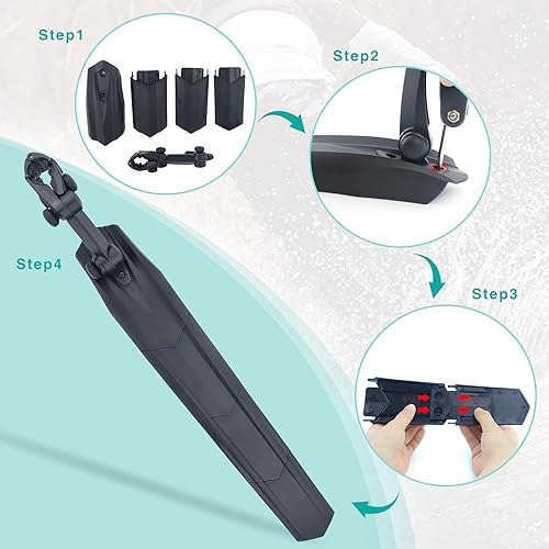 Miniatura 4 de MAKELEN Guardabarros trasero para bicicleta, cubierta completa, espesar, ampliar, ajustable, guardabarros, guardabarros, guardabarros para MTB Road