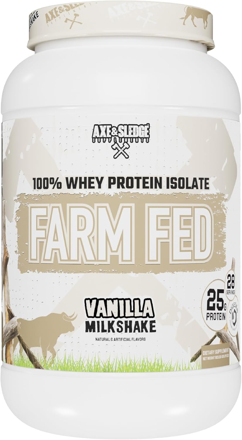Axe & Sledge Dietary supplements Farm Fed 100% Whey Protein Isolate with Digestive Enzymes (Vanilla Milkshake V2)