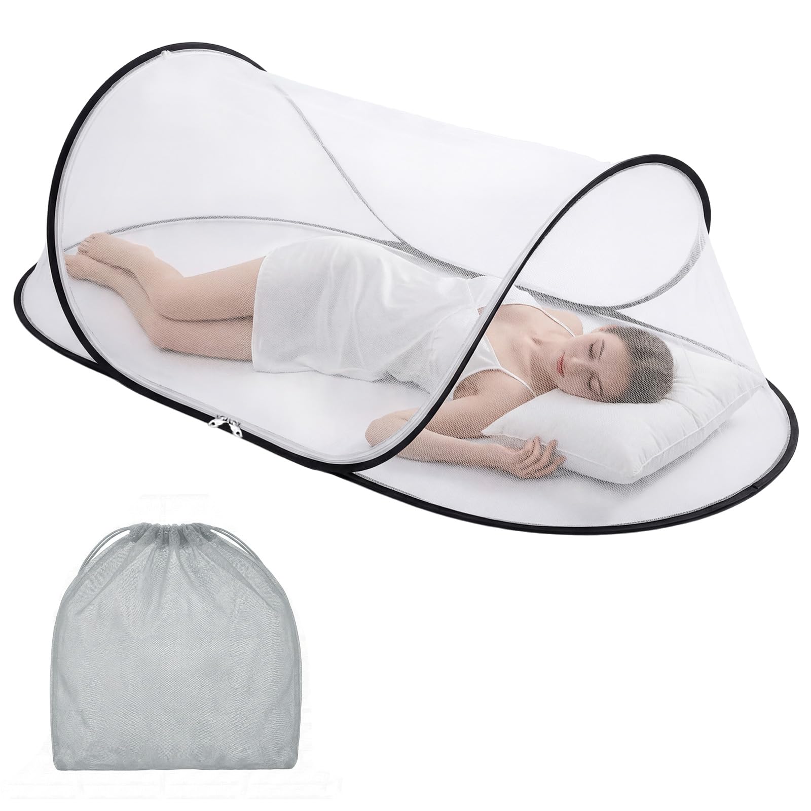 Zanzariera, 200 x 80 x 56 cm Zanzariera Pieghevole a Scomparsa per Letti per Tende Campeggio da Viaggio per Camere da Letto, Campeggio All'aperto, Letti