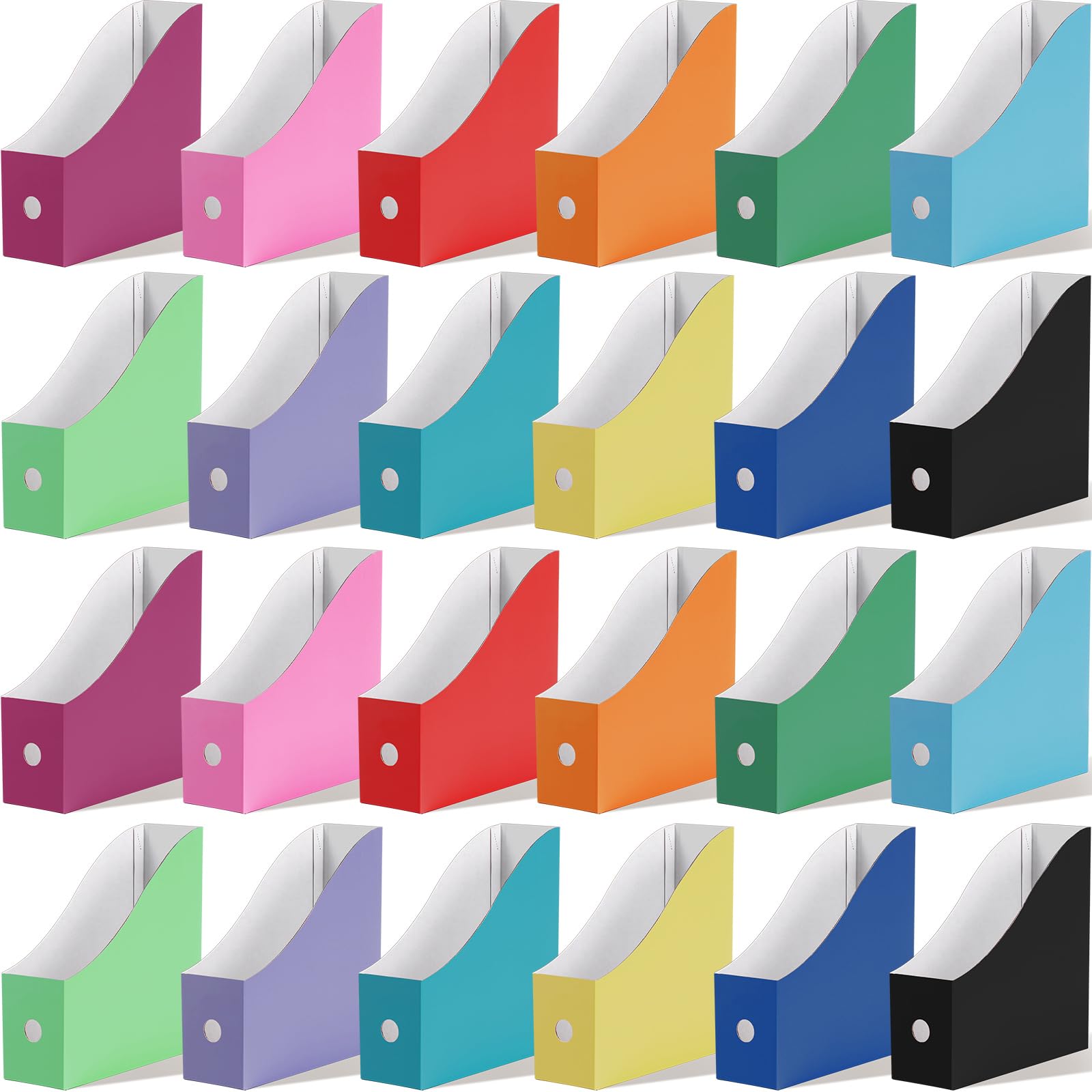 Colarr 24 portariviste in cartone, 12 colori, con etichette adesive, porta riviste, cartelle, libri, per scrivania, documenti, per scuola (colore vivace)