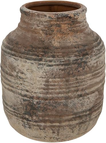 Beige Distressed Decorative Ceramic Vase, 7.88" H x 6.13" W | Office and Home Decor