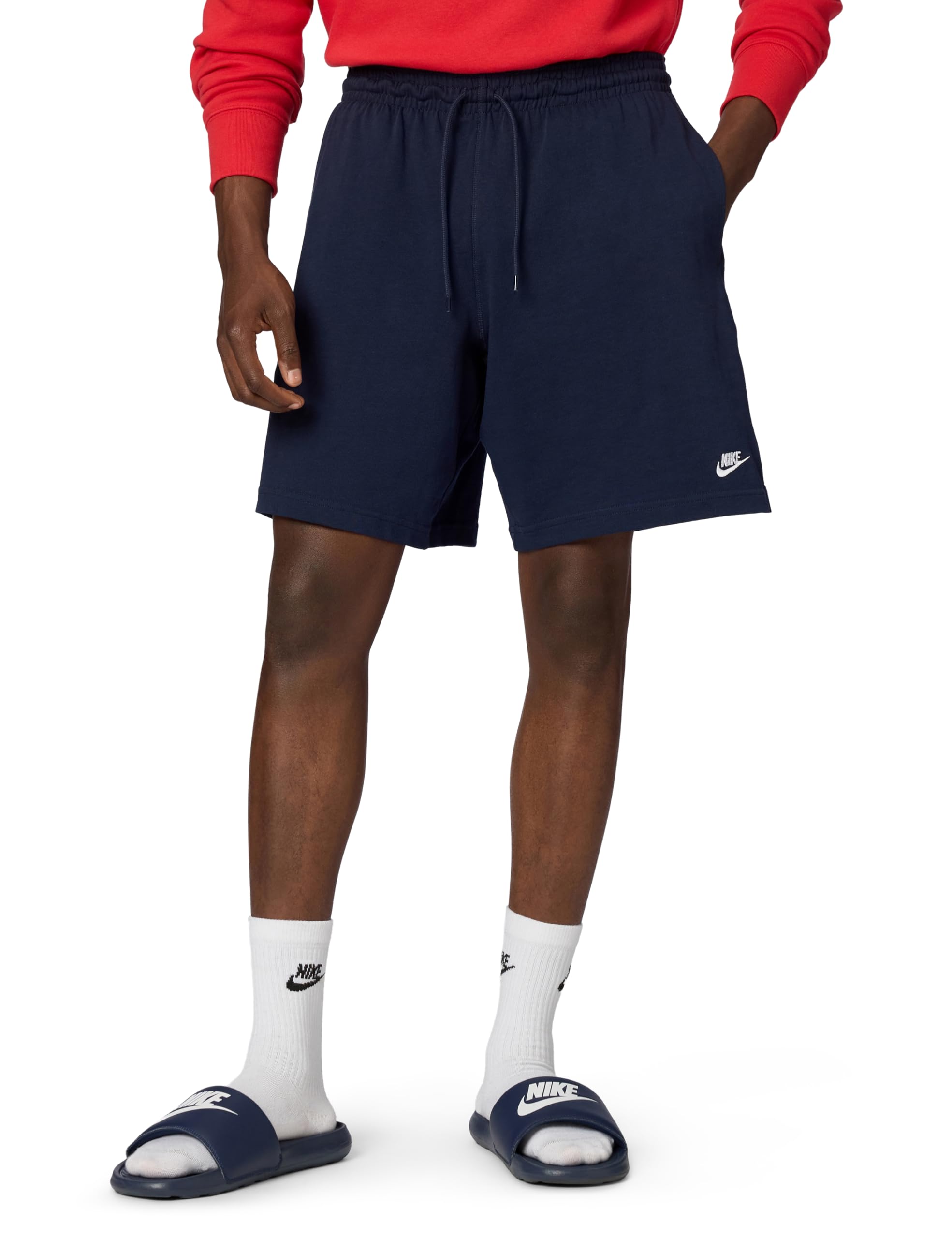Nike Men's Club Knit Shorts, Obsidian/White, XL