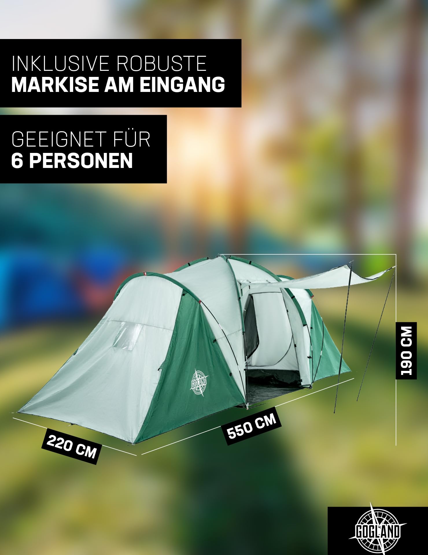 Tenda da campeggio per 2 3 e 6 persone, pop-up, impermeabile, con colonna d'acqua di 2.000 mm e fattore di protezione solare 50+