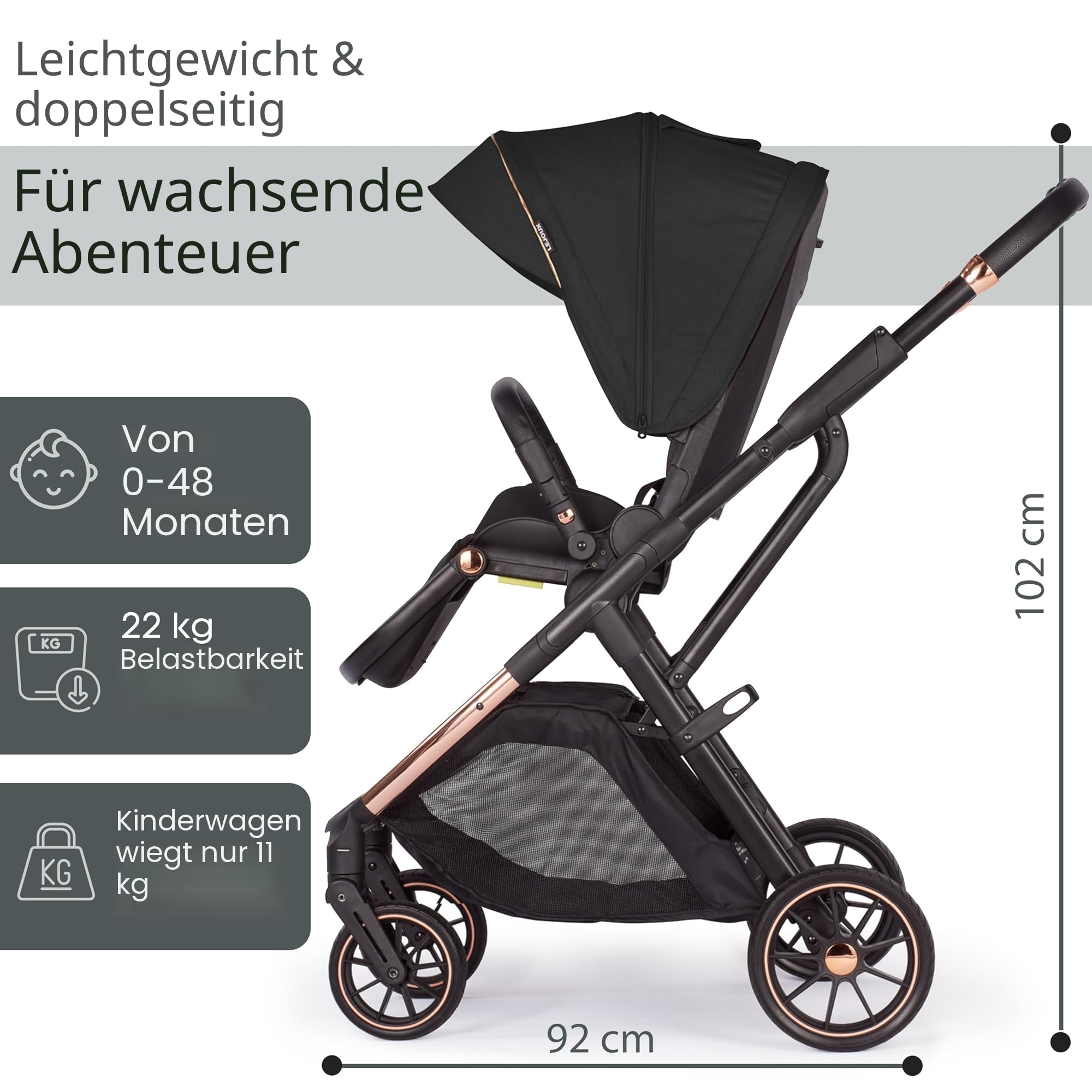 Lejoux+ Baby Pushchair (Black)