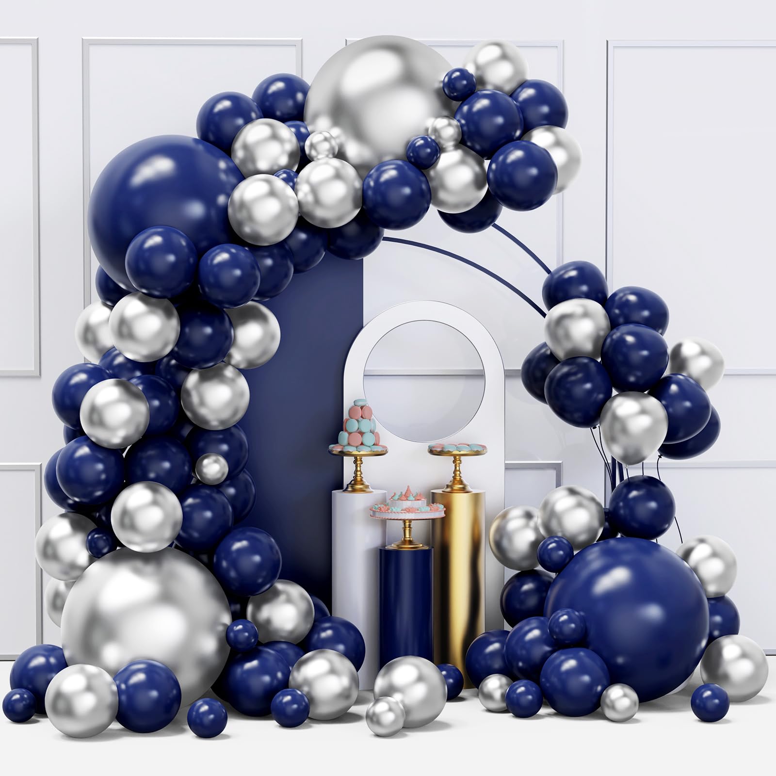 Amazon.com: Blue and Silver Balloons Arch Garland Kit, 134pcs Navy
