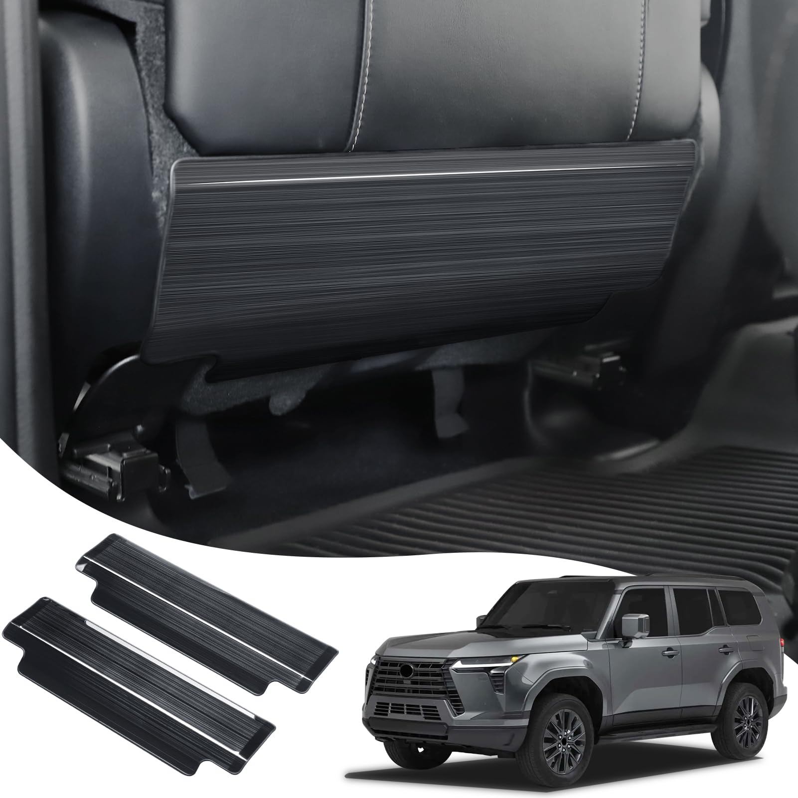 Stainless steel seat protection plate is suitable for the 2024 to present Lexus GX550 internal anti kick decorative panel modification accessories (Black)