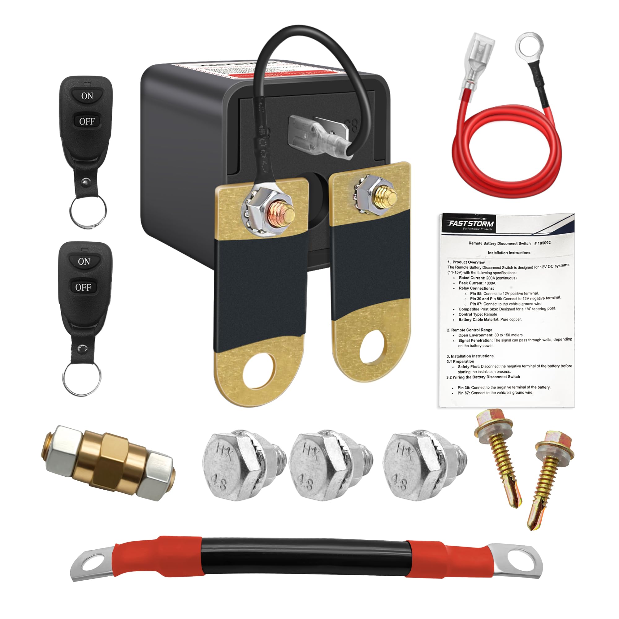 Cortacorriente Con Llave Master De 2 Postes SPST Con Placa ON-OFF Para Batería