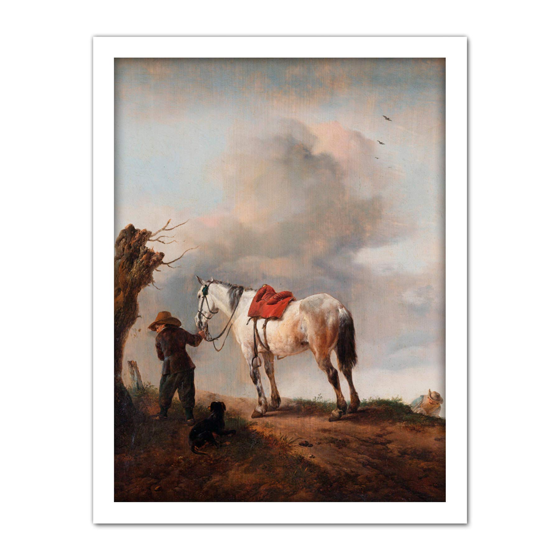 Artery8 Wouwerman The Gray Horse Painting Artwork Framed Wall Art Print 18X24 Inch