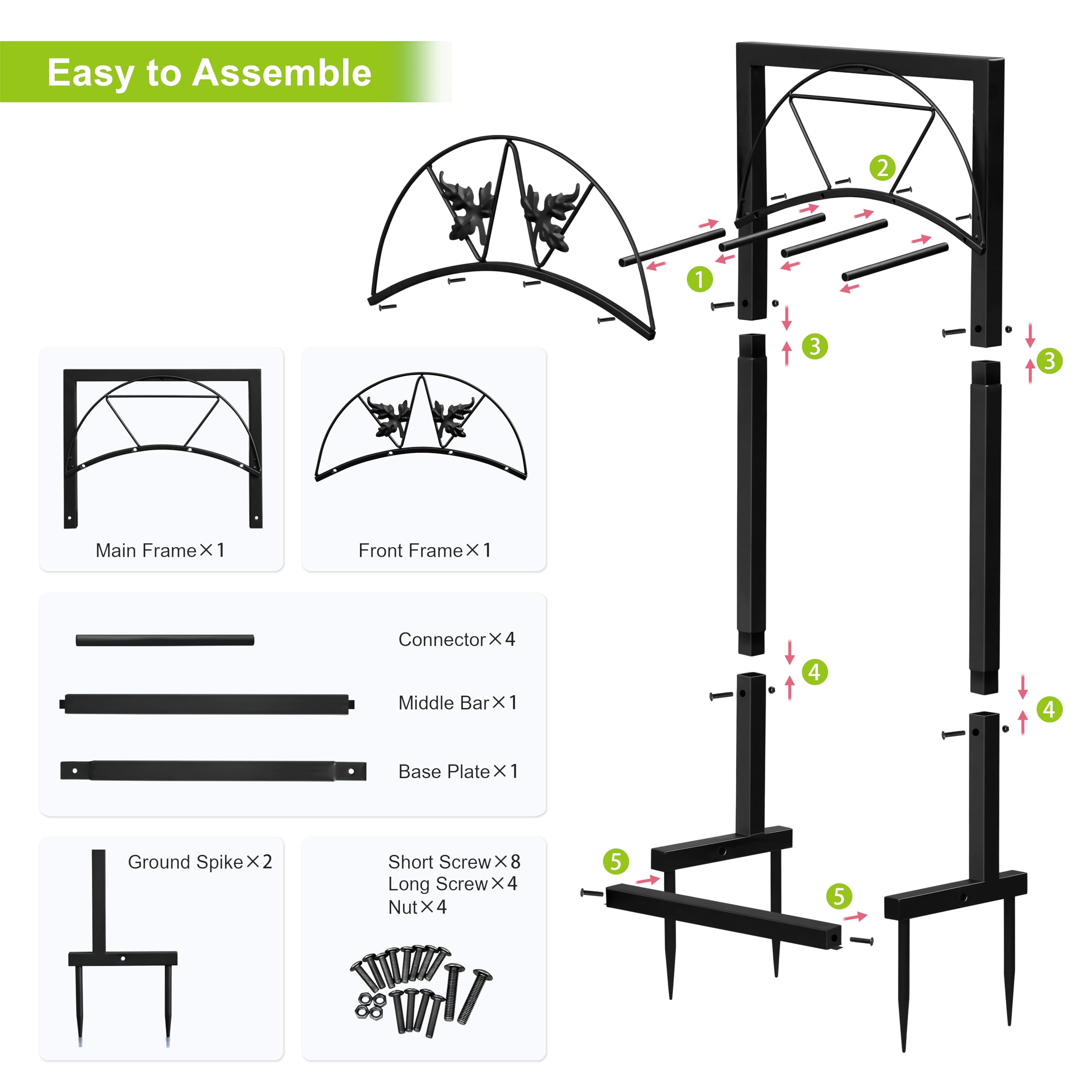 ATR ART TO REAL Soporte para manguera de jardín, colgador de manguera independiente con recubrimiento en polvo de acero, almacenamiento sin enredos y mantiene el patio ordenado, 100 cm de alto x 45 cm