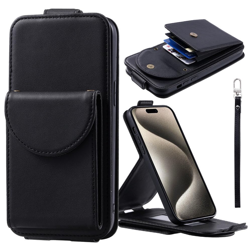 Generic Compatible avec iPhone 6/6S (couleur : noir) étui portefeuille en cuir avec sangle à rabat