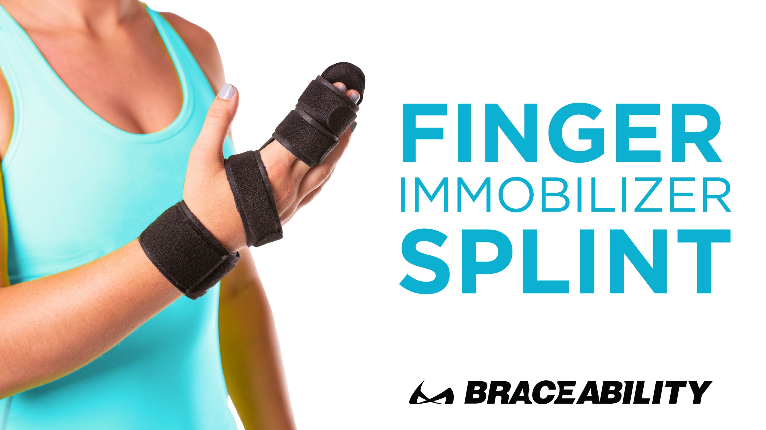 Image of BraceAbility Two Finger Immobilizer - Hand and Buddy Splint Cast for Broken Joints, Mallet or Trigger Finger Extension, Sprains and Contractures to Straighten Middle, Index and Pinky Knuckles (S)