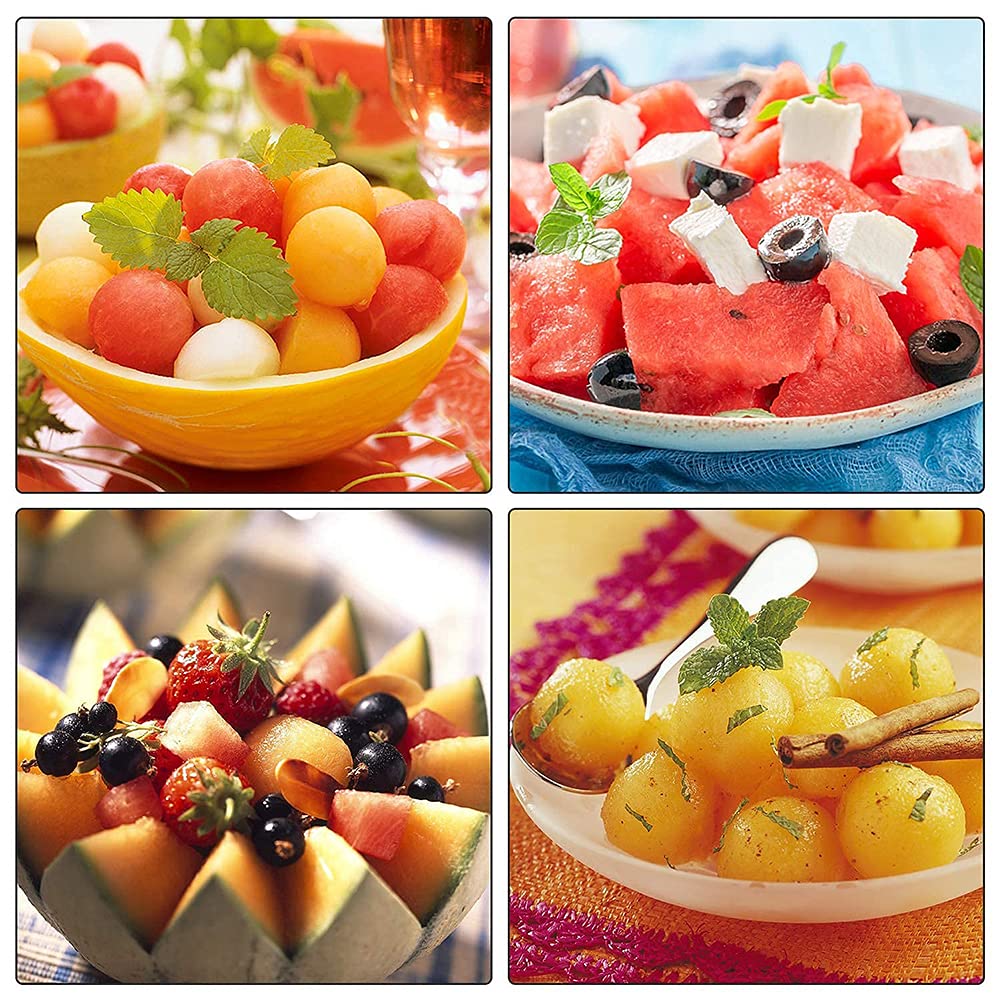Outil de sculpture de fruits, outil de creusement de boule, outil de cuisine multifonction en acier inoxydable, outil de salade de bricolage, ensemble de 2 cuiseurs en acier inoxydable
