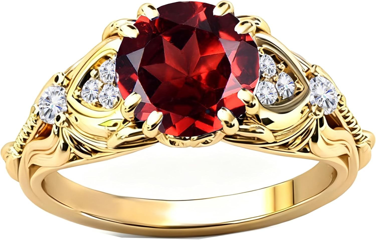 Gemstone Vintage Rings for Women S925 Sterling Silver Round Cut 1.0 Carat Gemstone with Moissanite Promise Engagement Anniversary Ring for Her