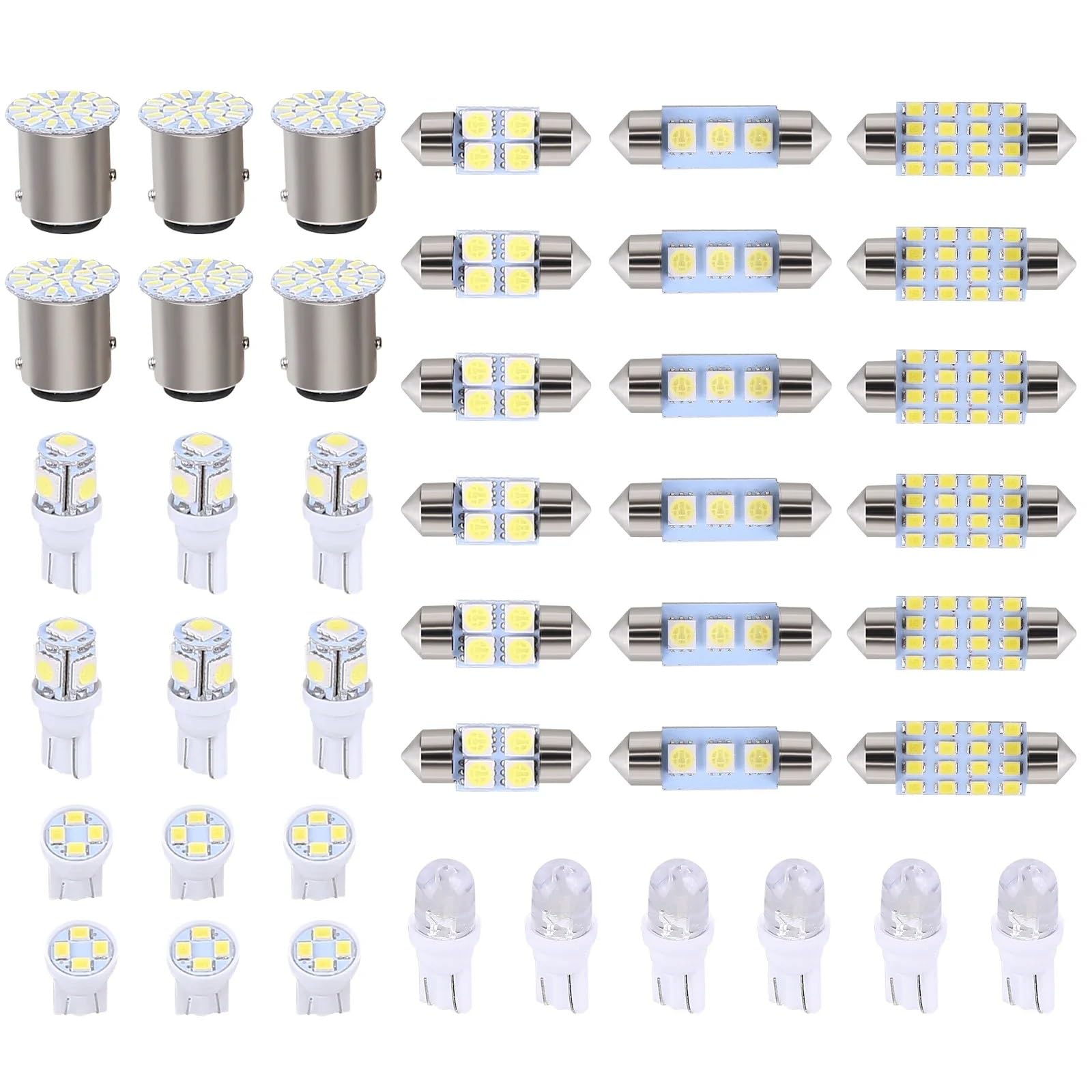 Luz Lectura Interior Trasera Juego De Combinación Luces LED Para Coche Indicadoras Ancho T10 Lectura Doble Punta Matrícula Interiores 42 Uds
