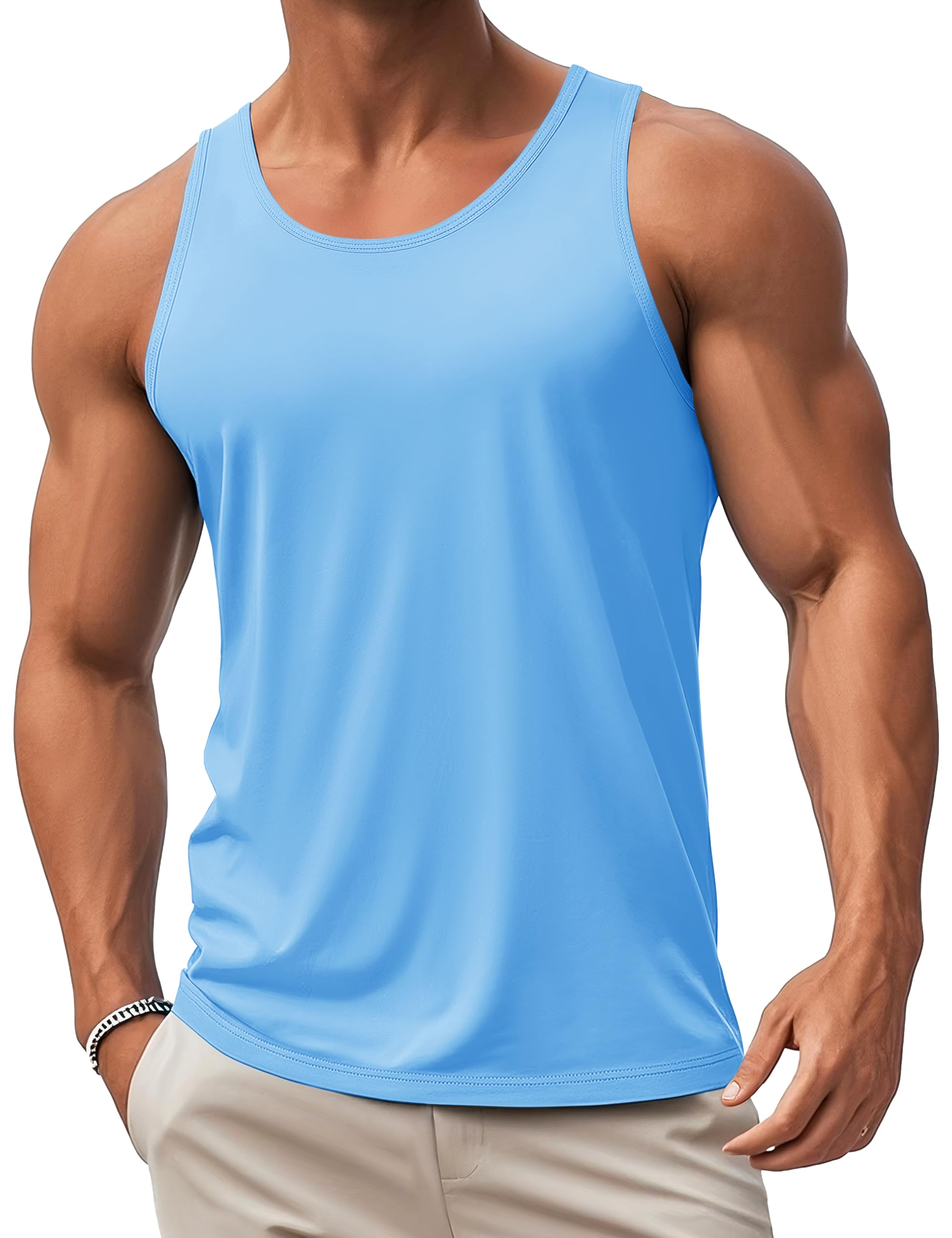 MAGCOMSEN Mens Workout Tank Tops Muscle Athletic Gym Cotton Undershirt Sleeveless Shirts