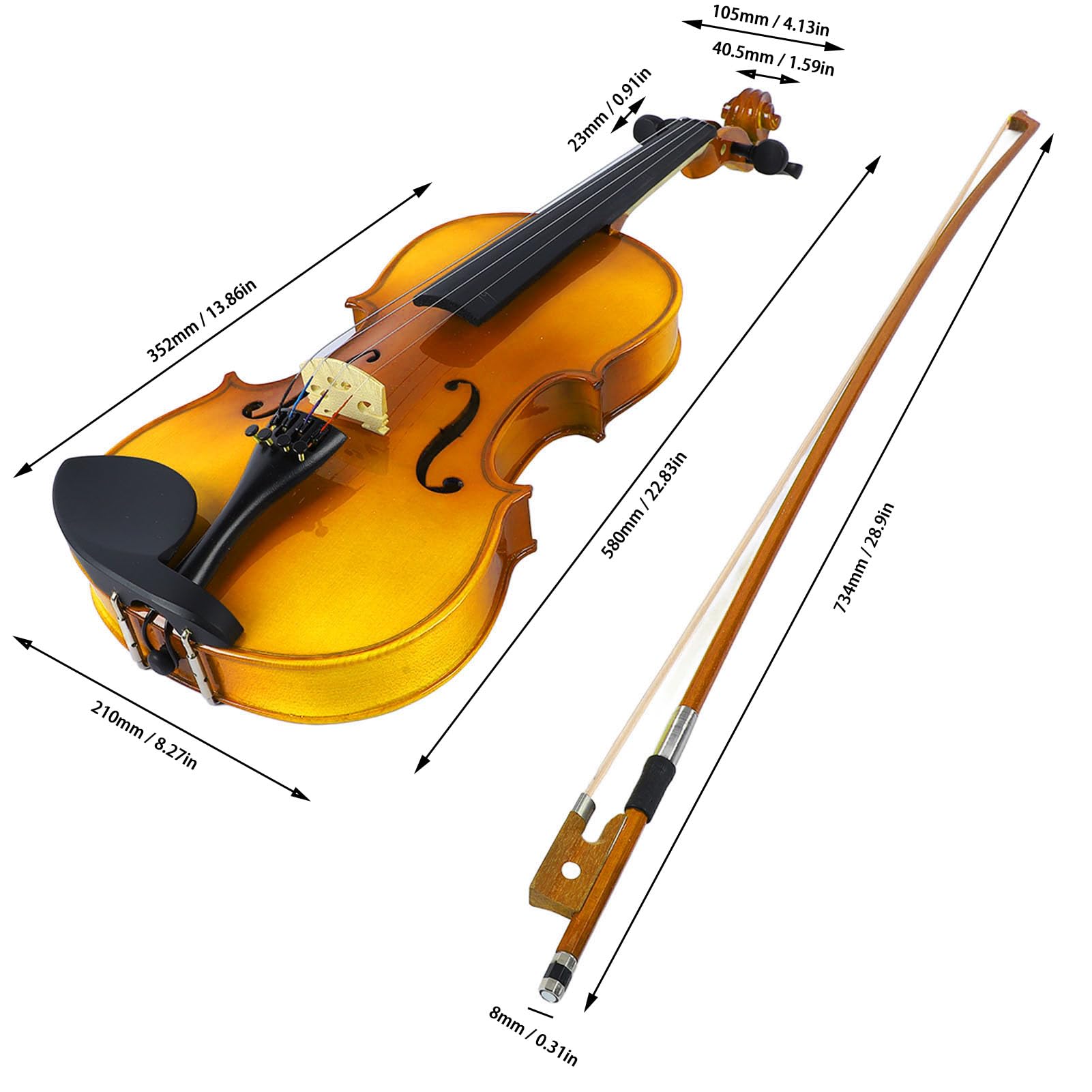 Violino 4/4 Legno Kit per Principianti-Violino per Principianti 4/4 Violino per Adulti Violino Set di Violino per Practice & Performance